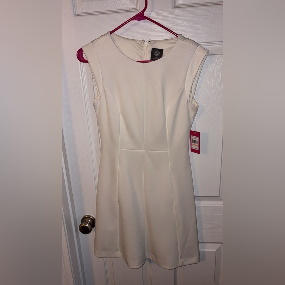 Vince Camuto Off White Scuba Knit Fit & Flare Dress - Ivy